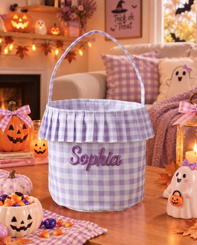3D Puff Embroidered Ruffle Basket