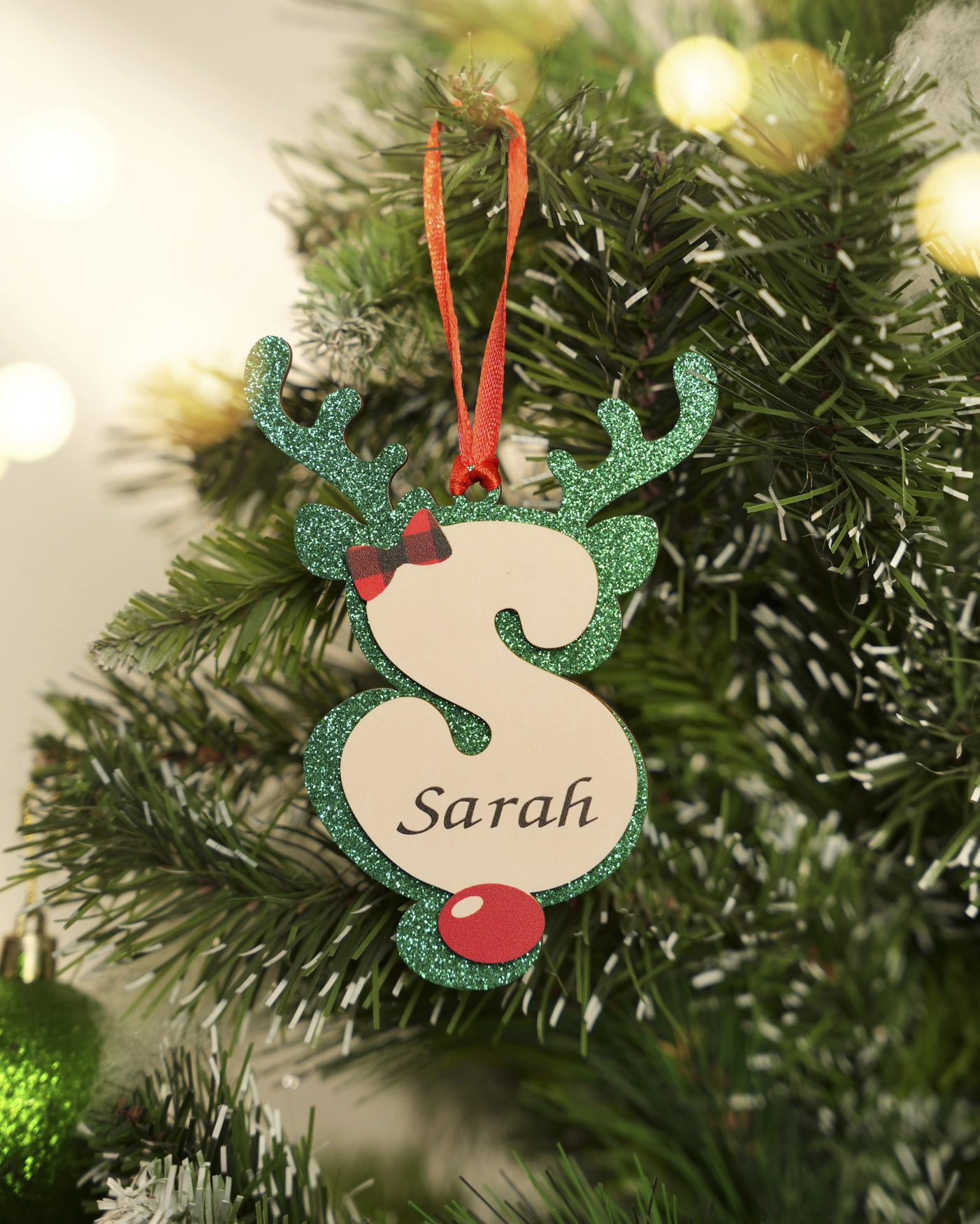 Custom Shape 2-Layer Glitter Wood Ornament