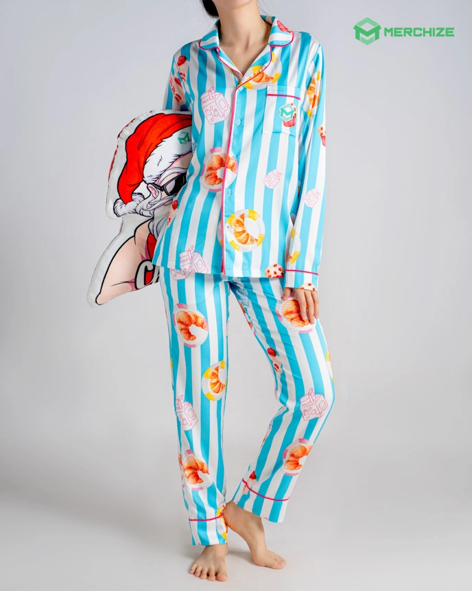 All-over Print Satin Pajamas Set