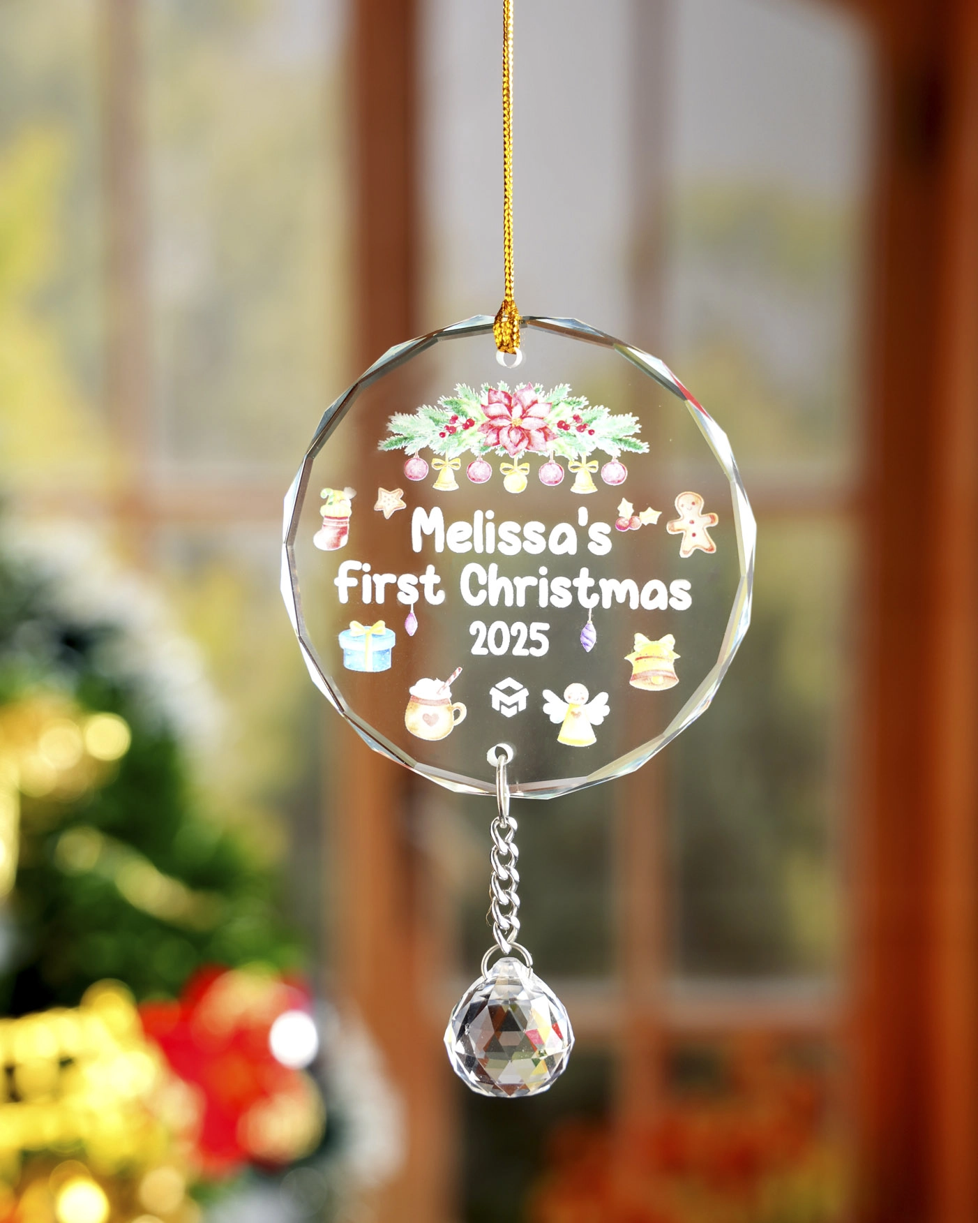 Glass Ornament With Crystal Charm
