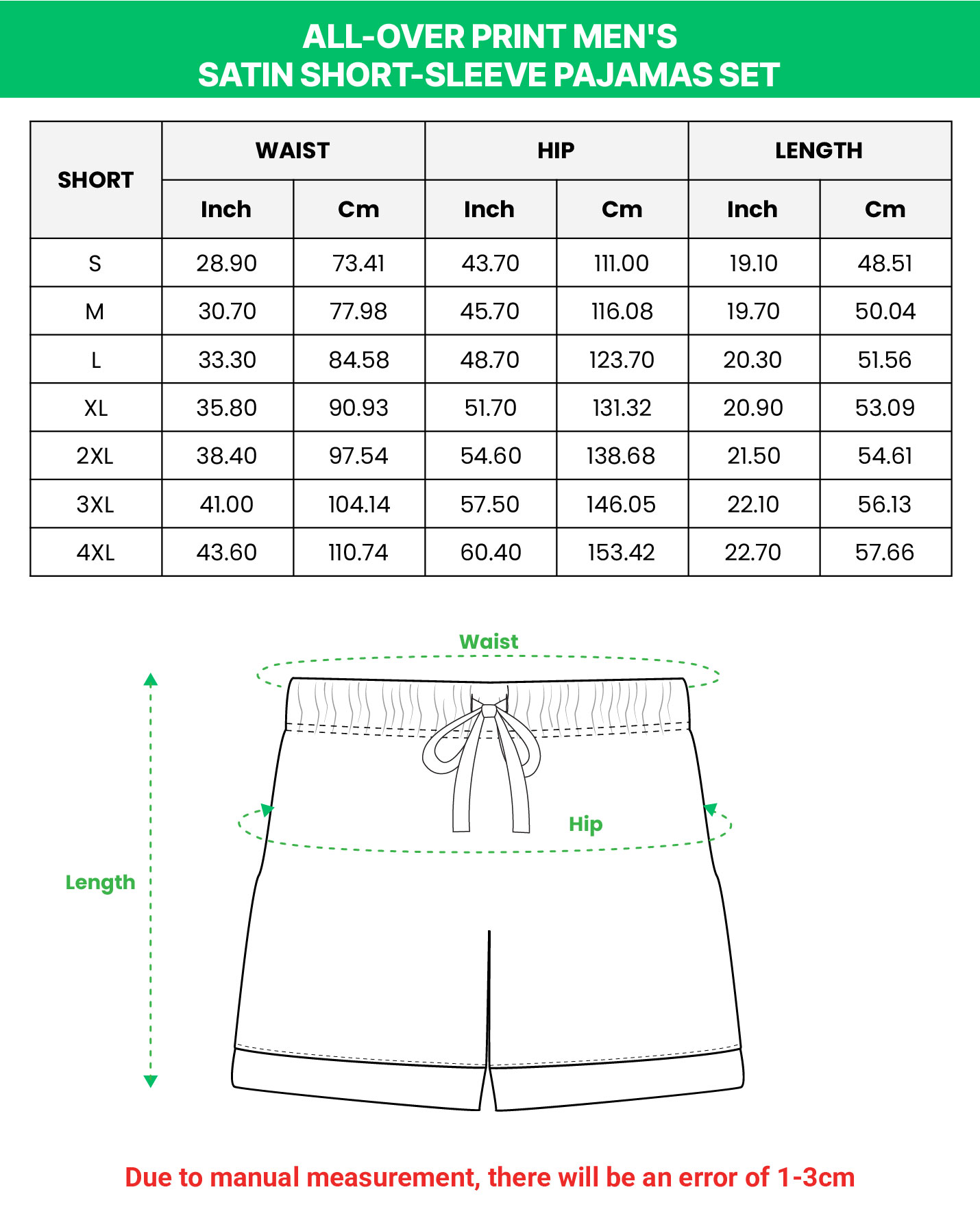 All-over Print Men's Satin Short-sleeve Pajamas Set