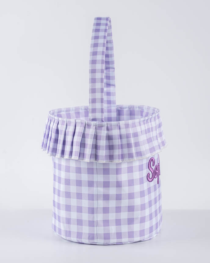 3D Puff Embroidered Ruffle Basket