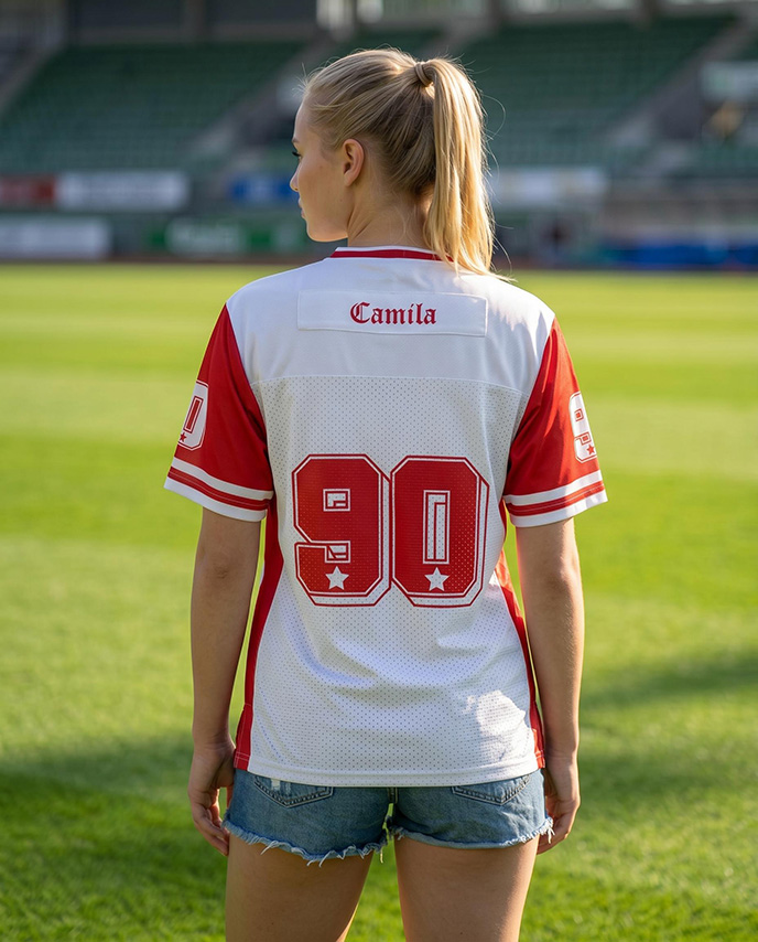 All-over Print Women's Hybrid Mesh V-neck Short Sleeve Jersey With Name Patch