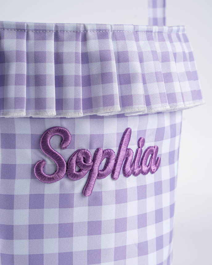 3D Puff Embroidered Ruffle Basket