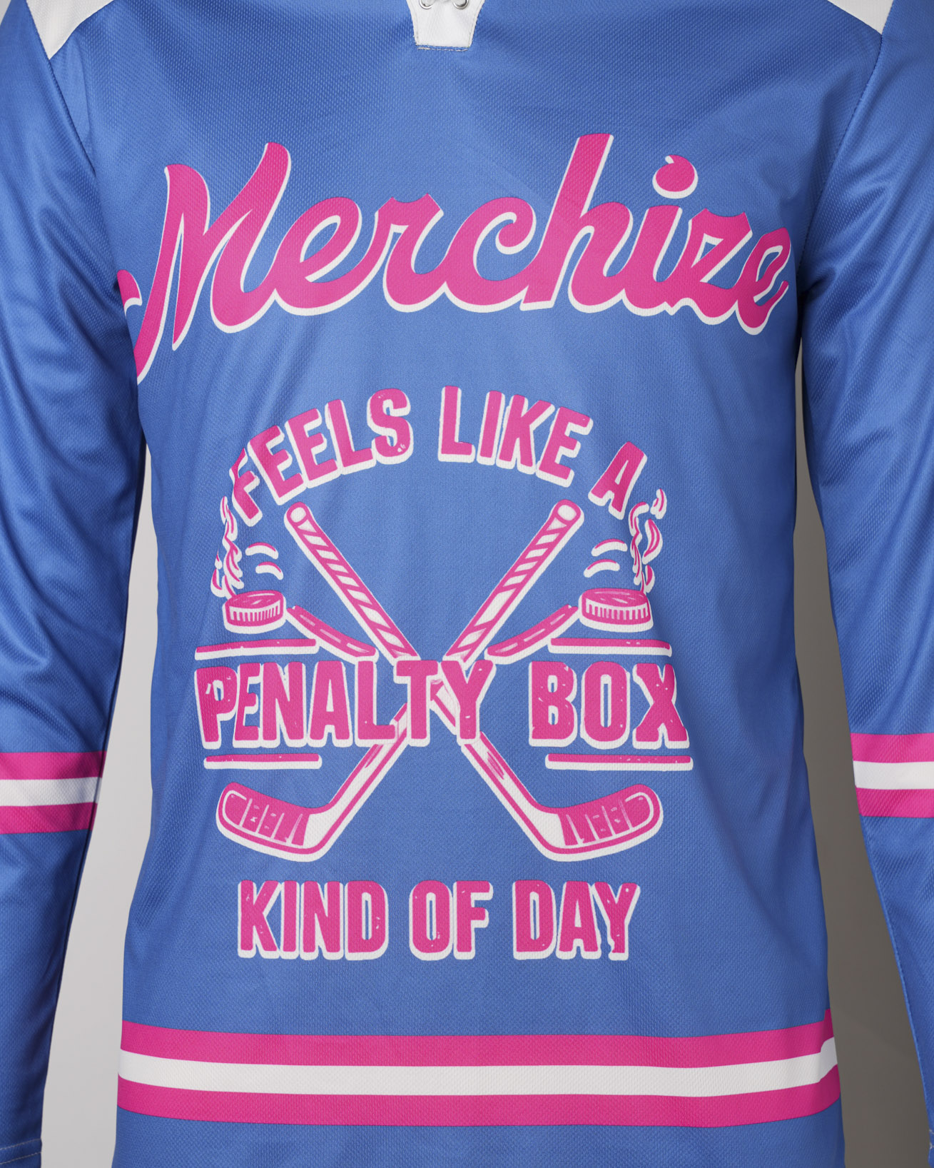  All-over Print Lace Neck Hockey Jersey with Shoulder Yoke