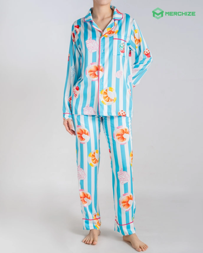 All-over Print Satin Pajamas Set