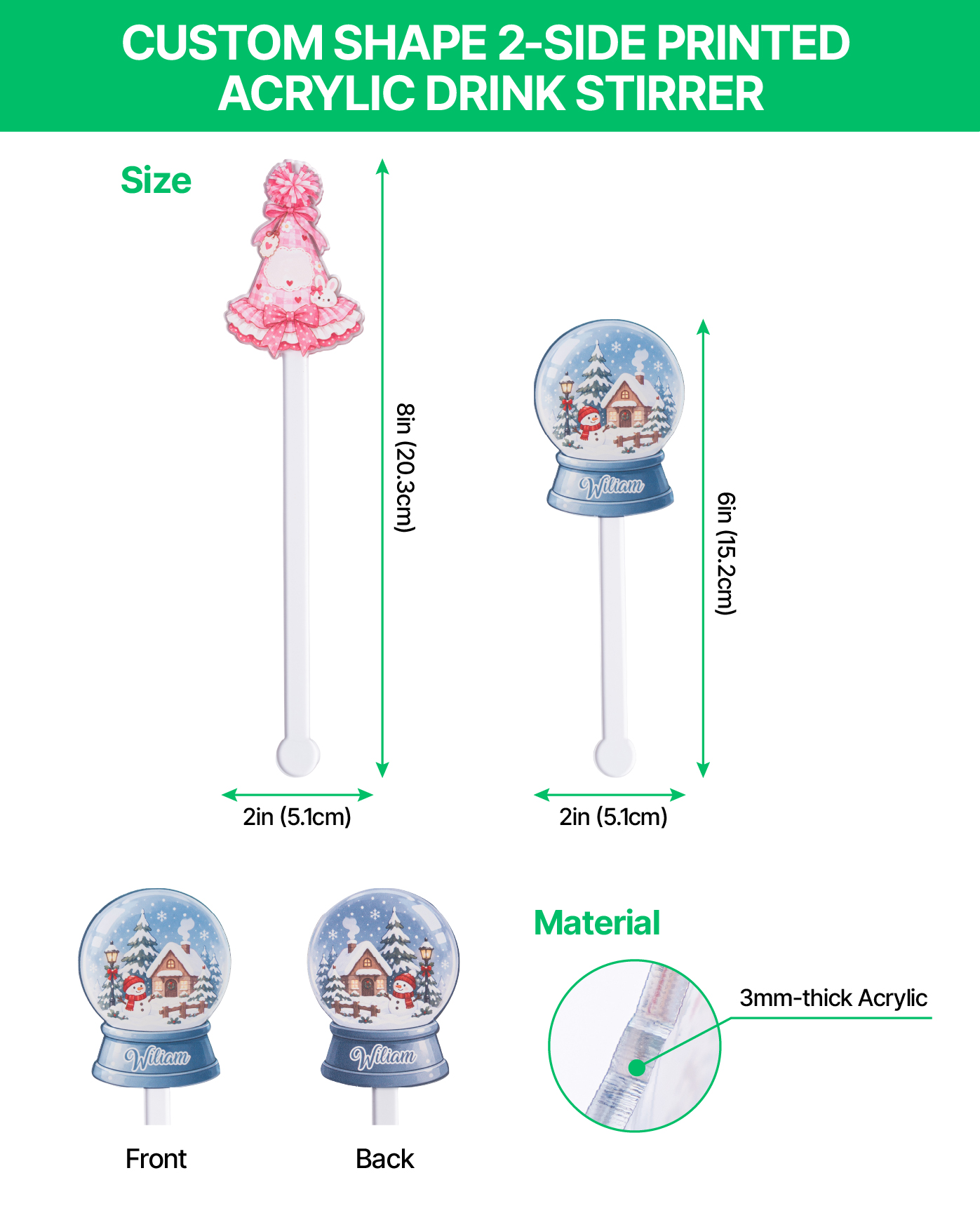 Custom Shape Acrylic Drink Stirrer