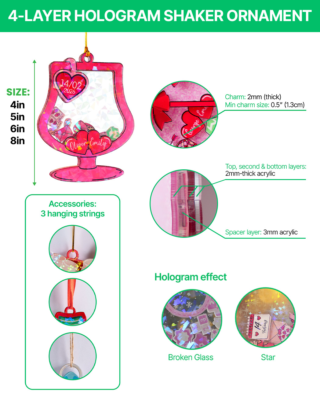 4-Layer Hologram Shaker Ornament