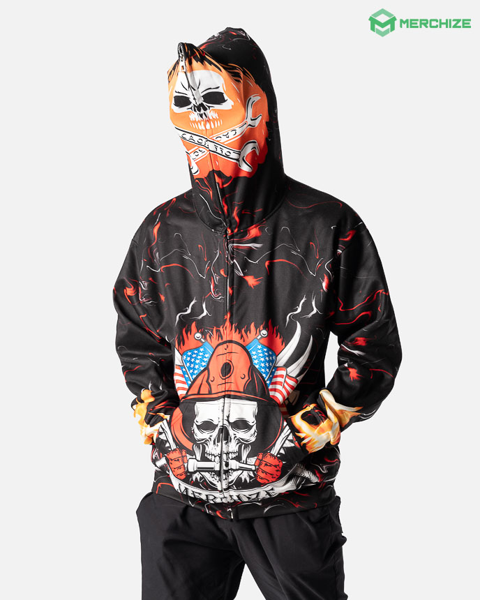 All-over Print Full Zip Up Hoodie (Midweight)