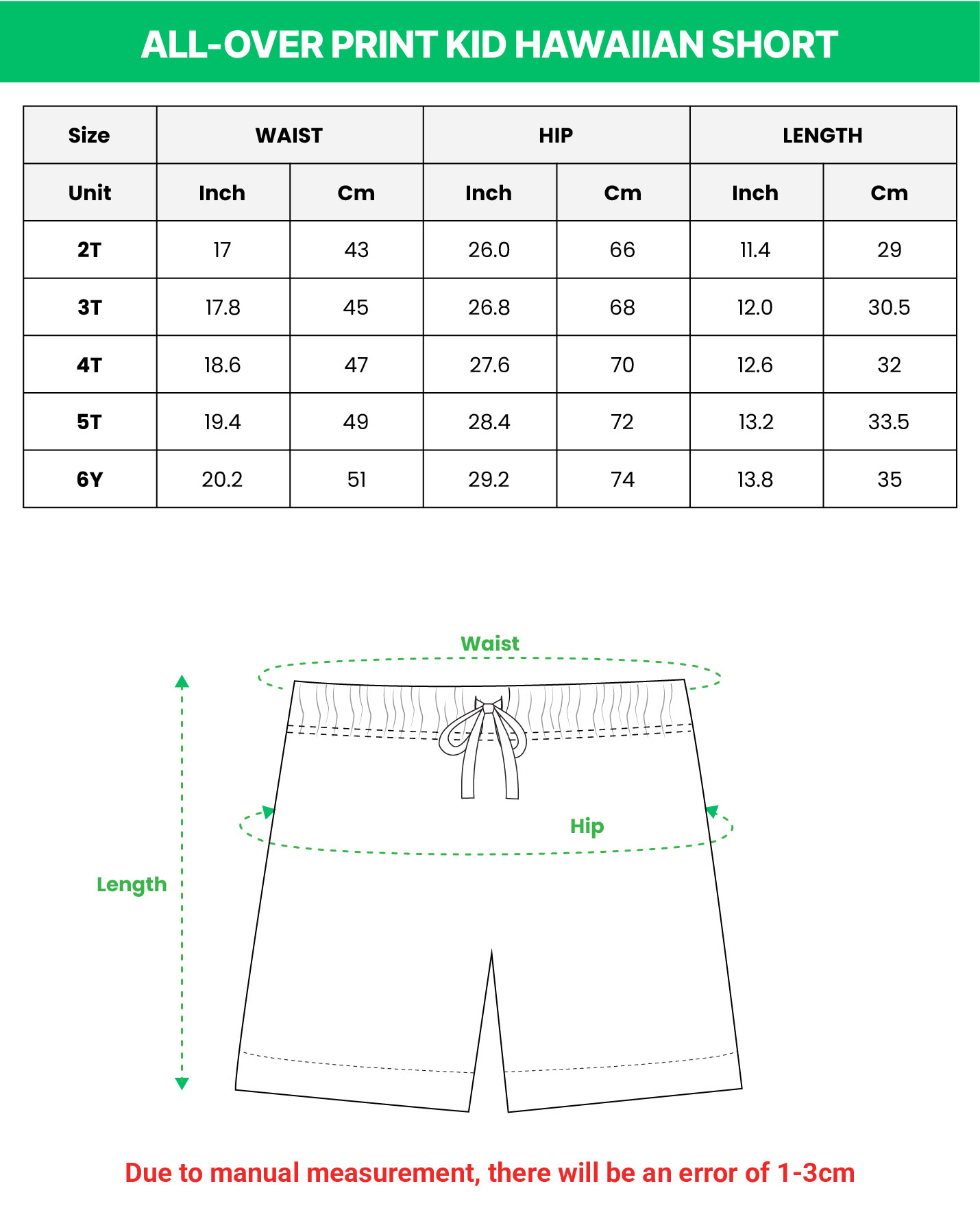 All-over Print Kid Hawaiian Shorts