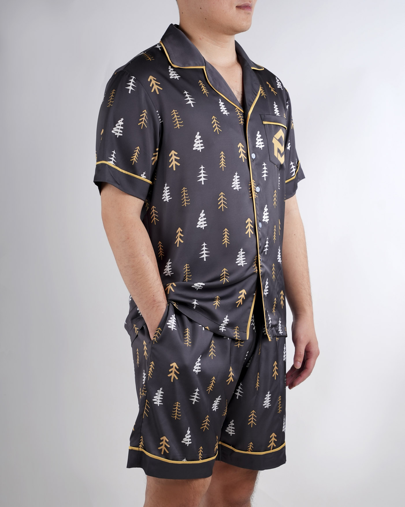 All-over Print Men's Satin Short-sleeve Pajamas Set