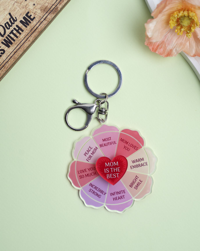 Custom Shape Acrylic Keychain With Spinning Charm