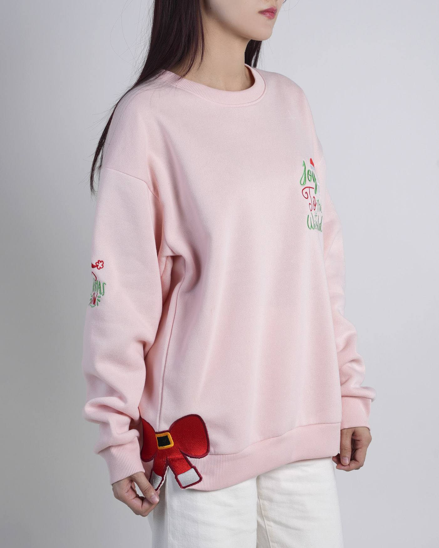 Side Bow Embroidered Sweatshirt