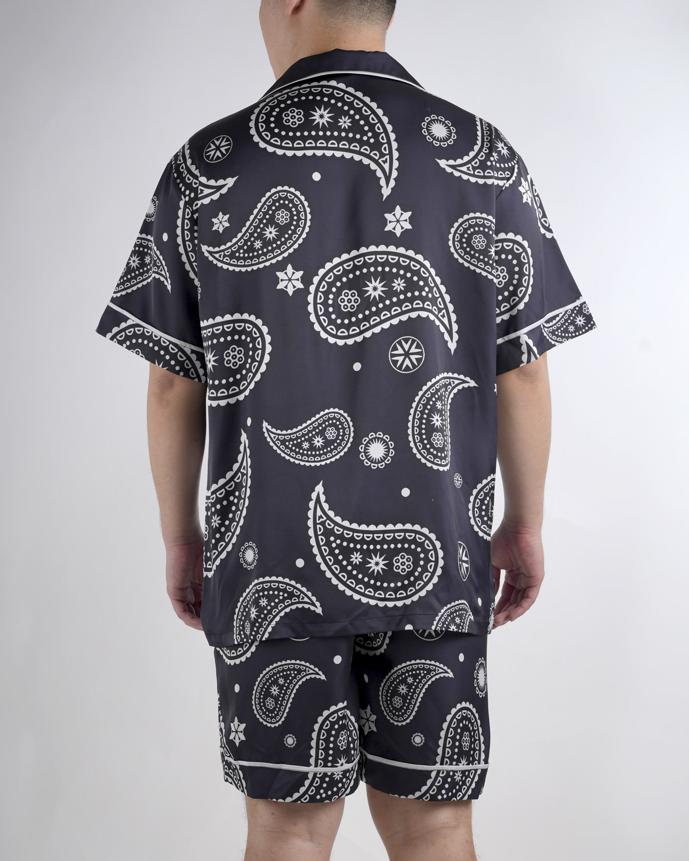 All-over Print Men's Satin Short-sleeve Pajamas Set