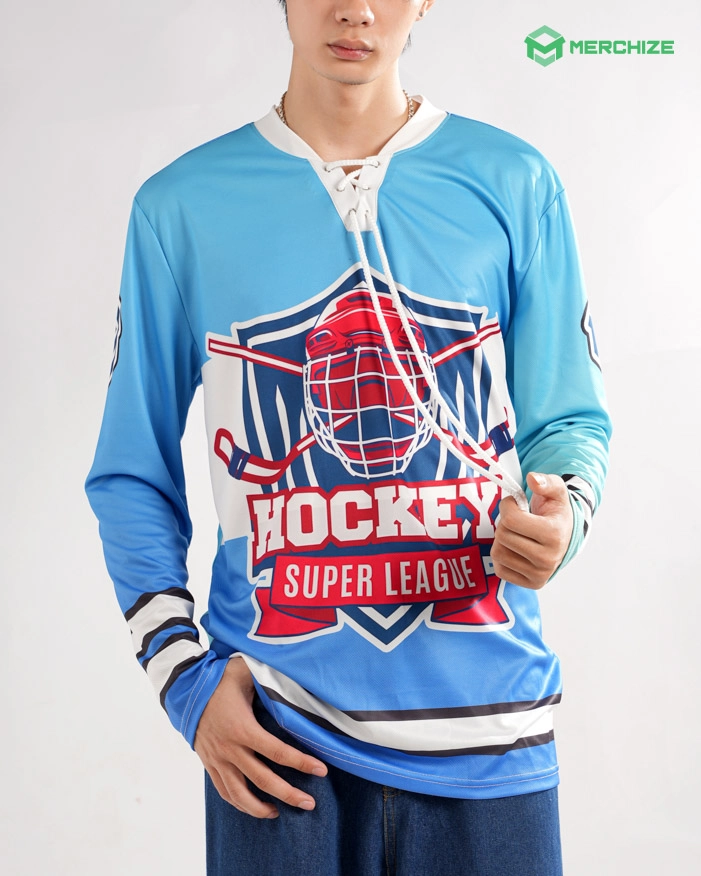 All-over Print Lace Neck Hockey Jersey