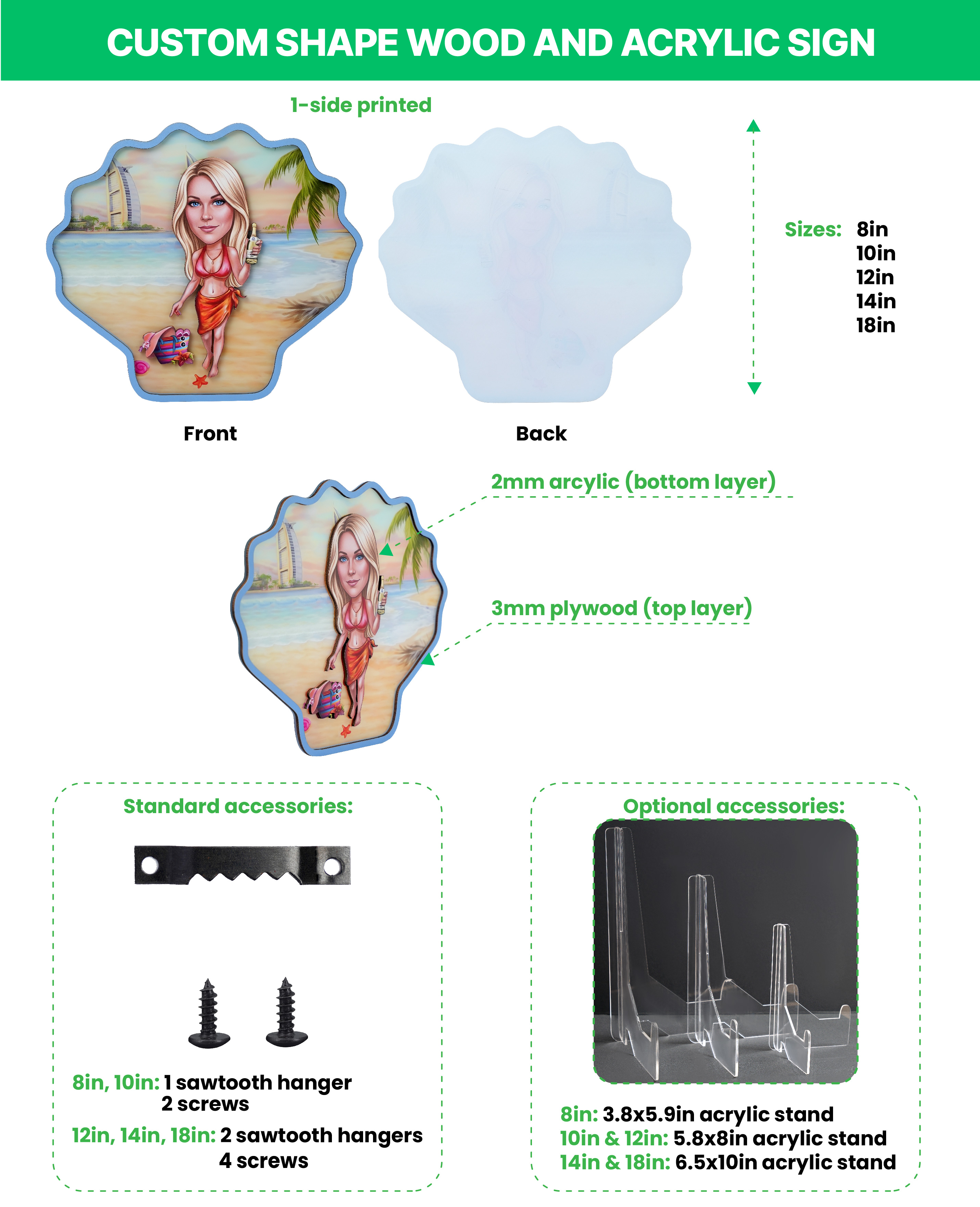 Custom Shape Wood and Acrylic Sign