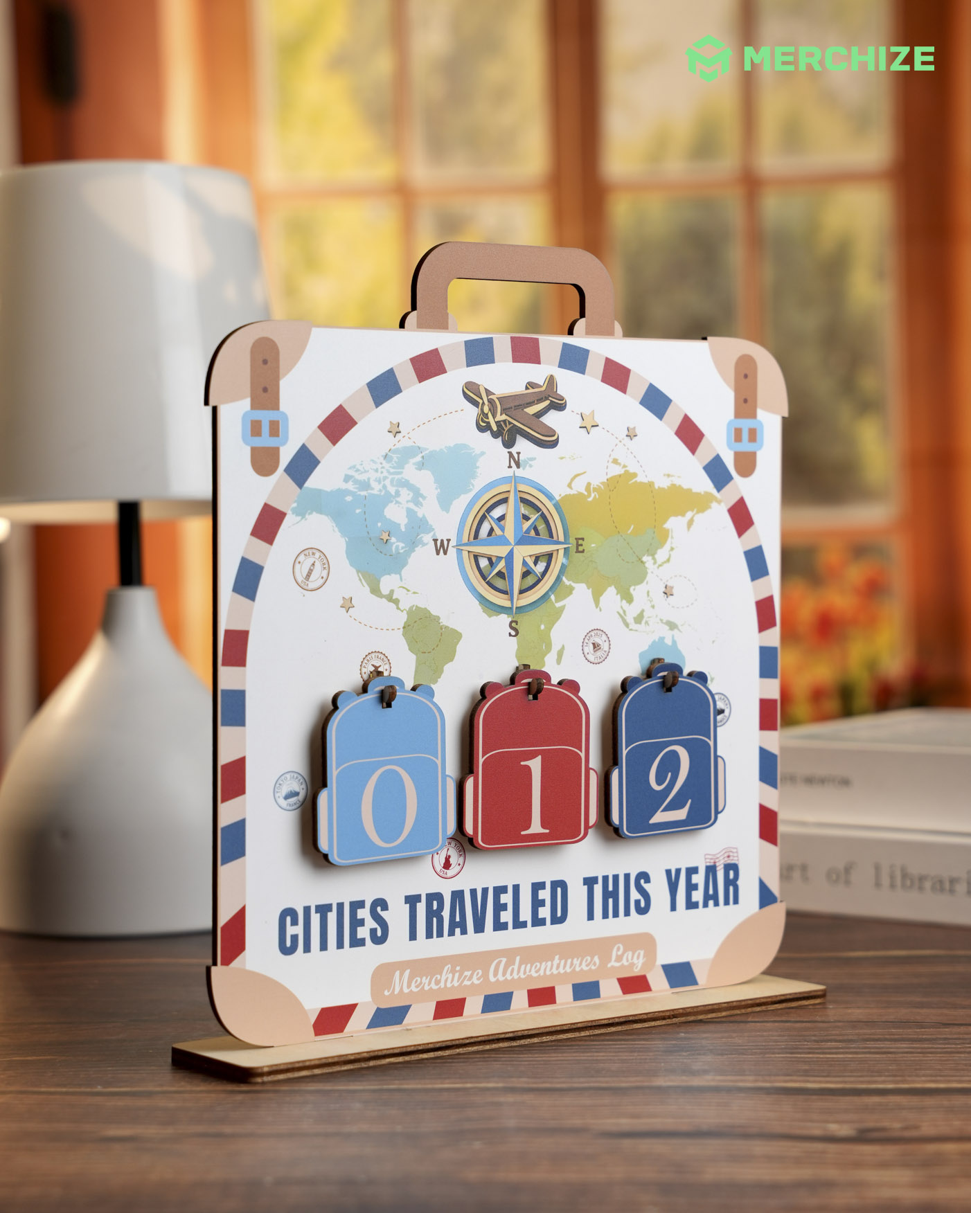 Custom Shape  Wood Bookshelf Tracker With Stand