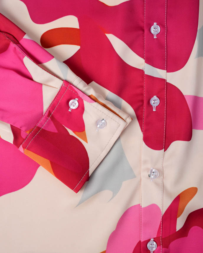 All-over Print Women’s Satin Button Down Shirt 