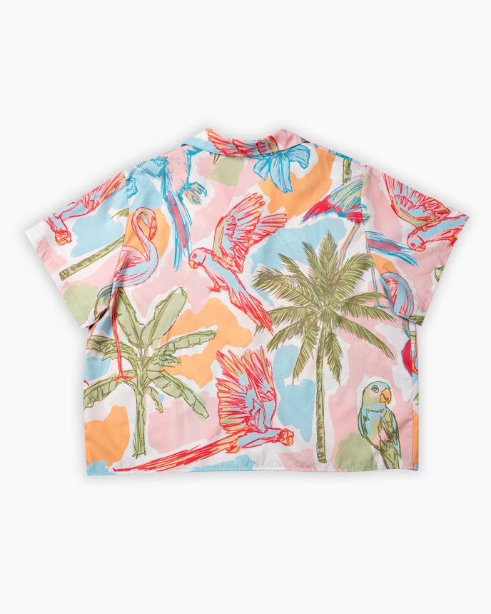 All-over Print Women's Simple Crop Hawaiian Shirt 