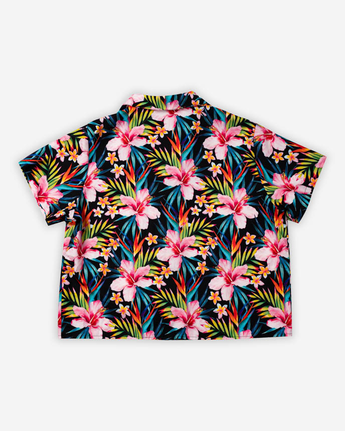 All-over Print Women's Simple Crop Hawaiian Shirt 