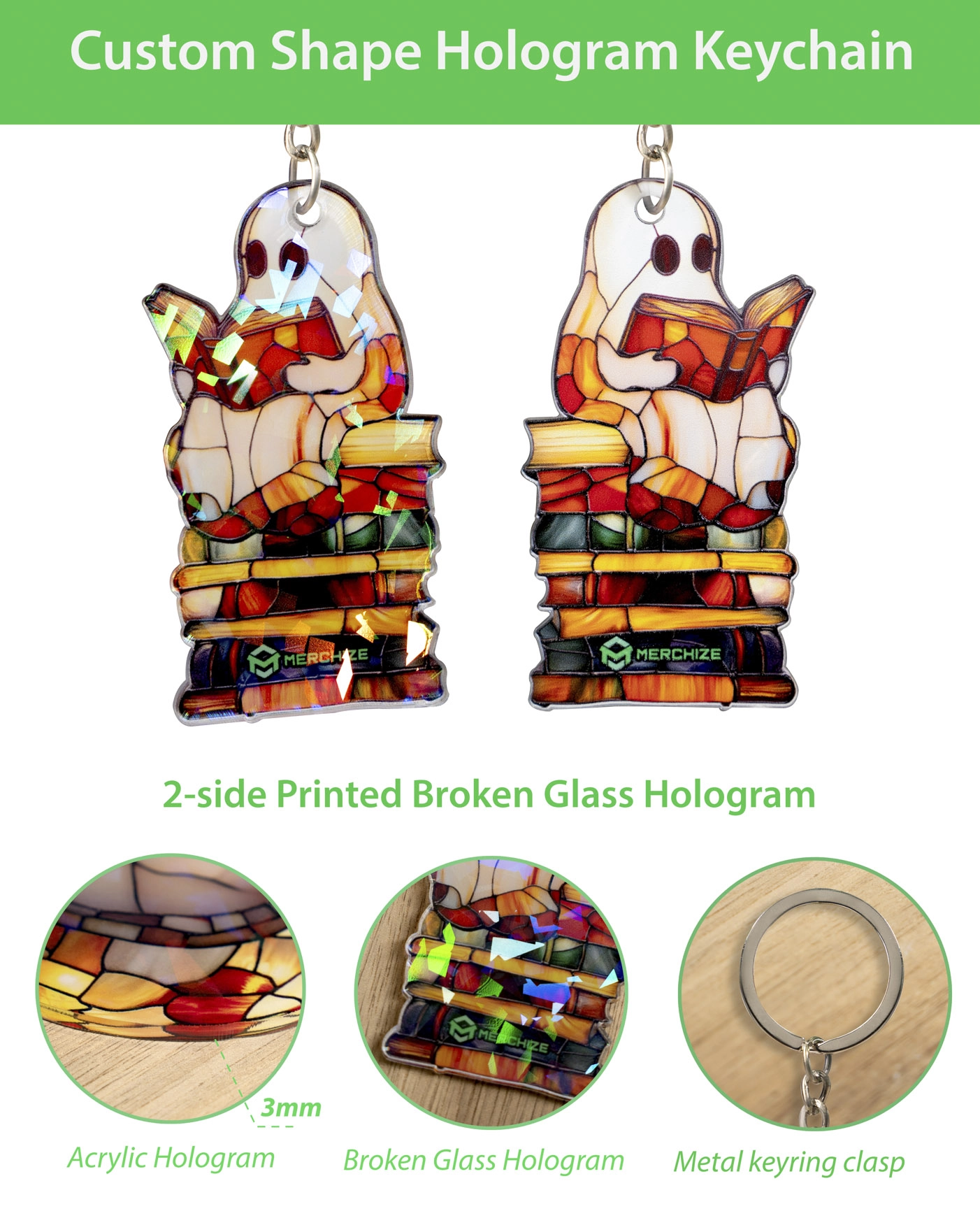 Custom Shape Acrylic Hologram Keychain
